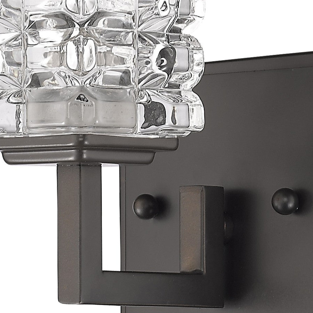 HomeRoots Modern Burnished Dark Bronze Wall Sconce With Cubed Crystal Finish