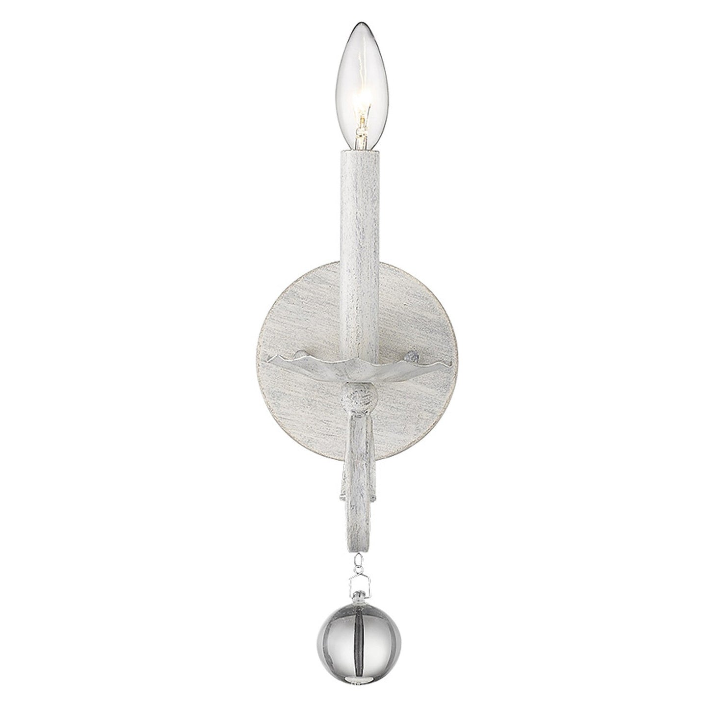 HomeRoots Modern Farmhouse Wall Sconce With Rustic White and Crystal Finish