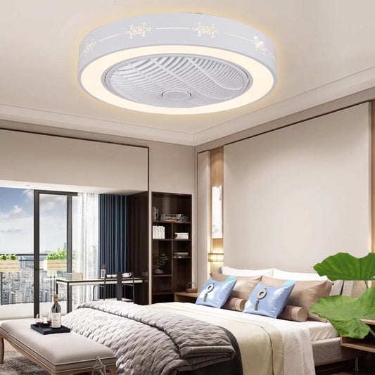 HomeRoots Modern Flush LED Ceiling Fan and Light in White Finish