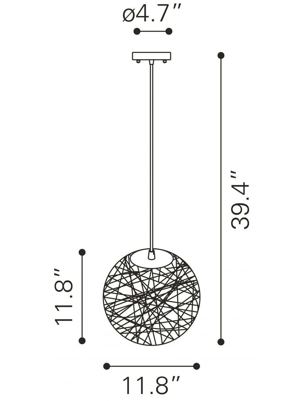 HomeRoots Modern Snowball Ceiling Lamp in Chrome Finish