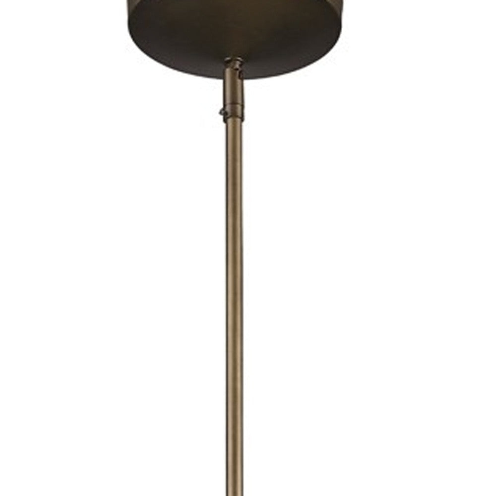 HomeRoots Newport 1-Light Pendant With Raw Brass Interior Shade And Louver in Tin Coated Finish