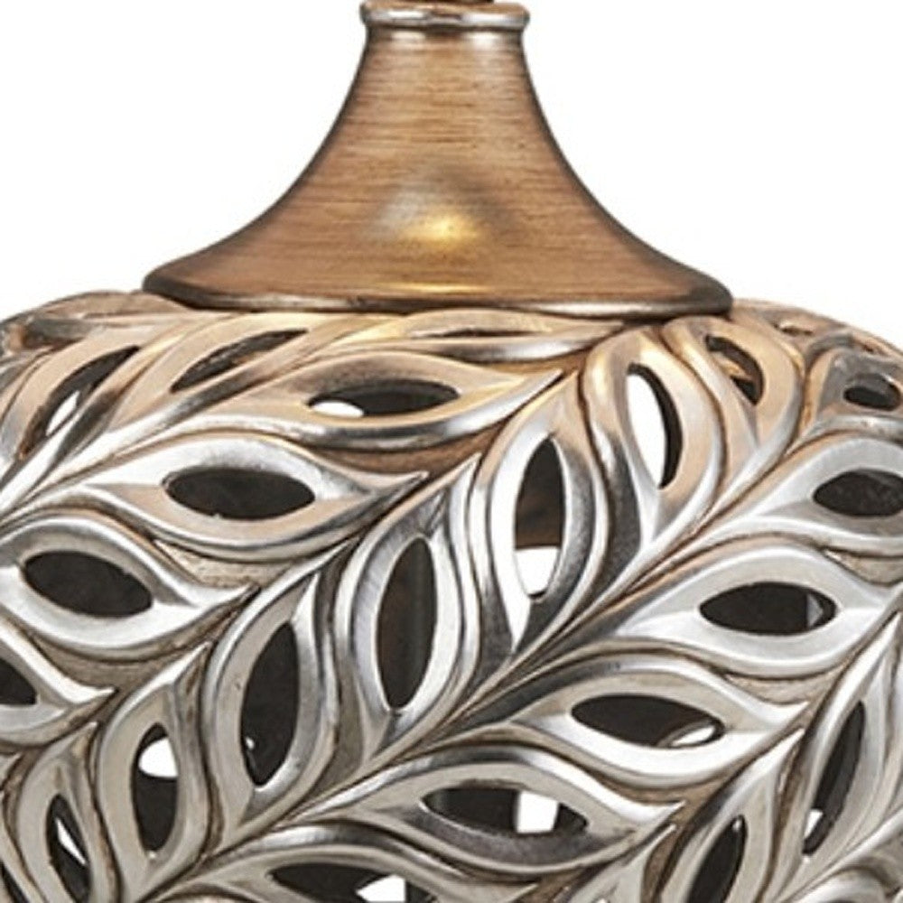 HomeRoots Open Ovals Design Table Lamp in Silver Finish