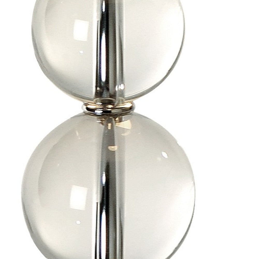 HomeRoots Palla 2-Light Crystal And Polished Chrome Table Lamp With White Linen Shade