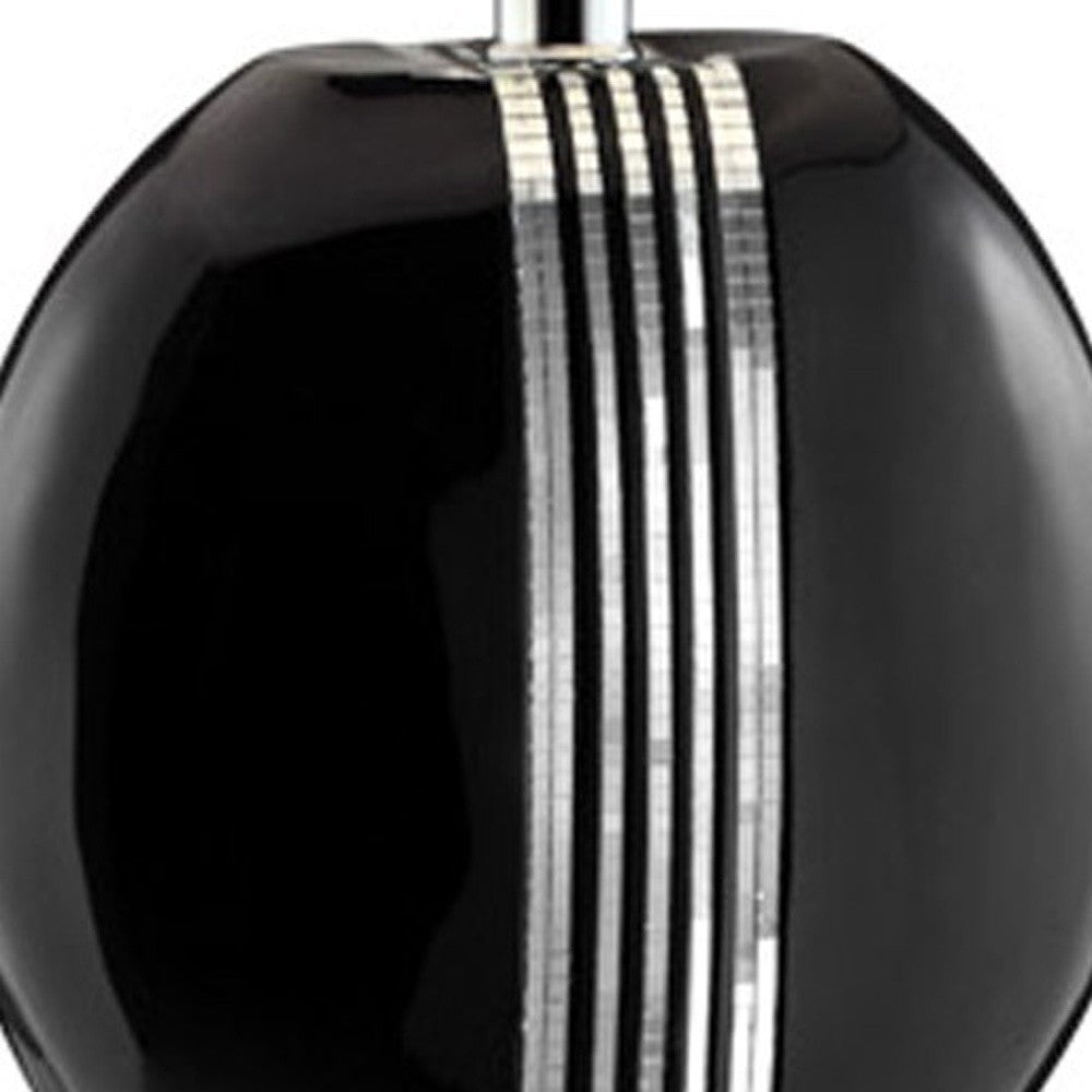 HomeRoots Polyresin Lamp With Beige Fabric Shade in Black Finish