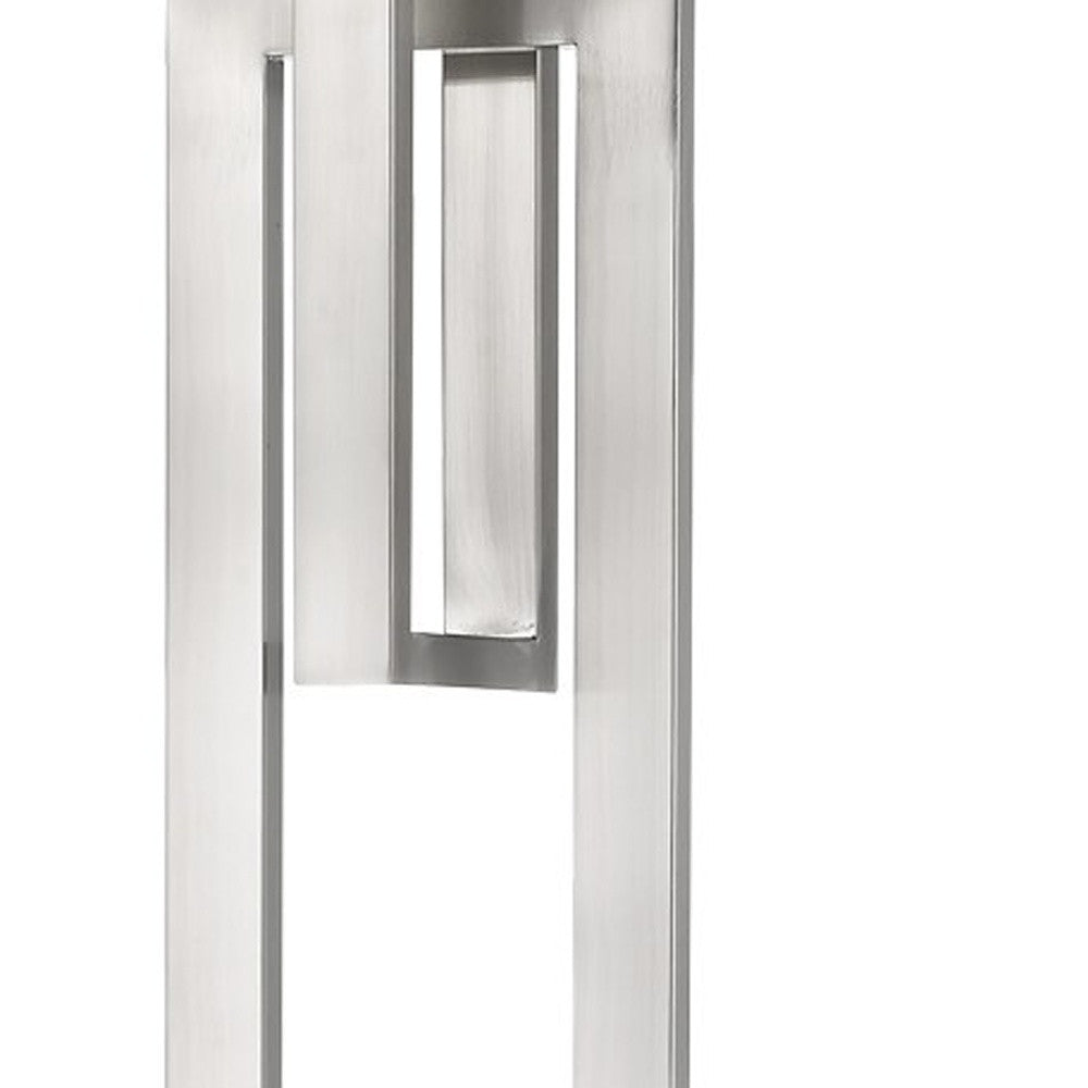 HomeRoots Precision 1-Light Brushed Nickel Floor Lamp With Ivory Shantung Shade