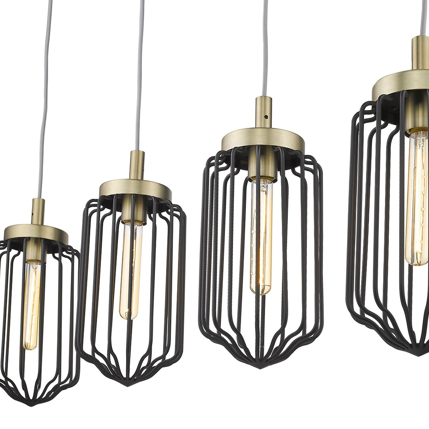 HomeRoots Reece 4-Light Island Pendant With Aged Brass Finish