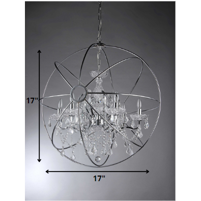 HomeRoots Saturn's Ring 16" Chandelier In Silver Finish