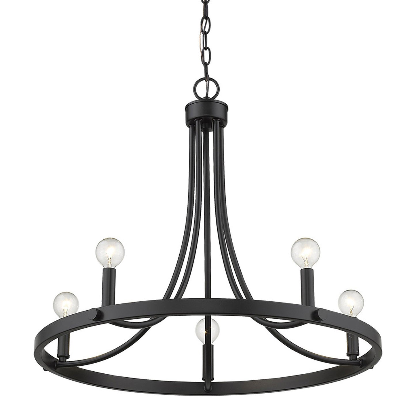 HomeRoots Sawyer 5-Light Chandelier in Matte Black Finish