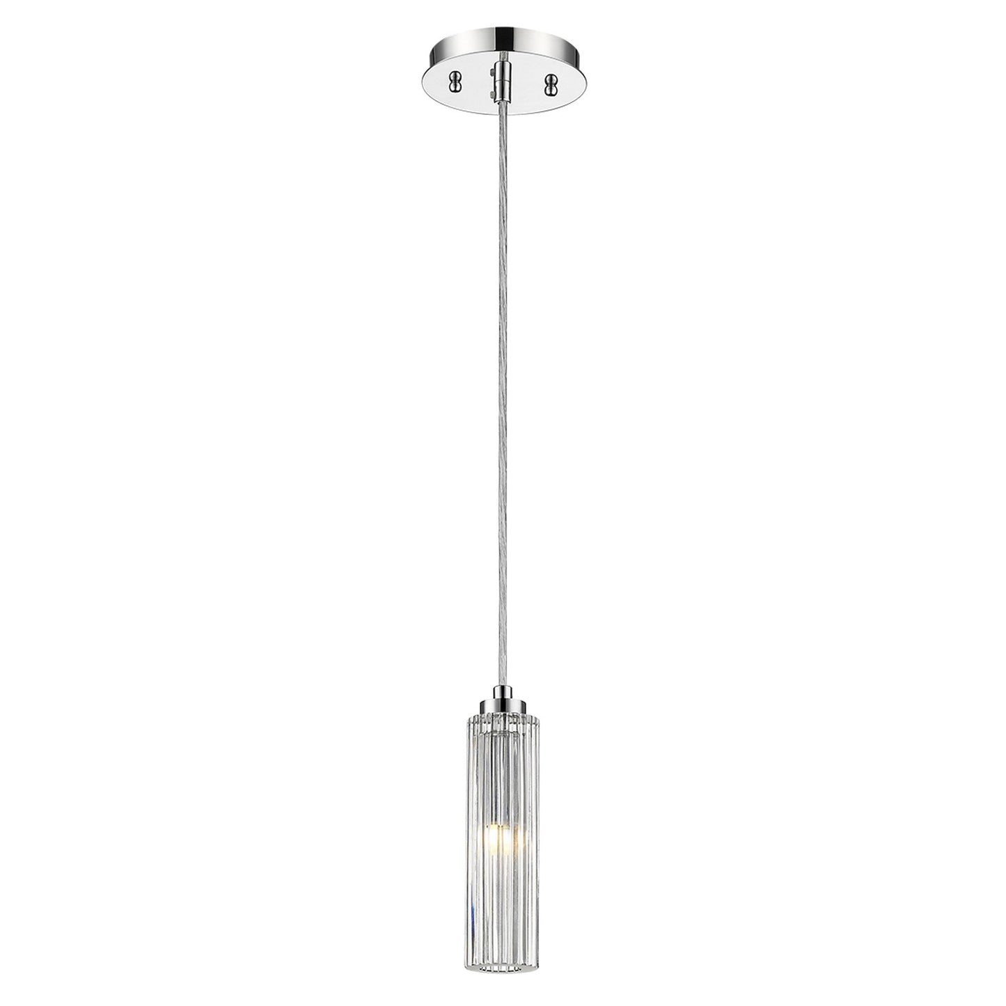 HomeRoots Solo 1-Light Polished Chrome Pendant With Multi-Faceted Round Crystal Shade