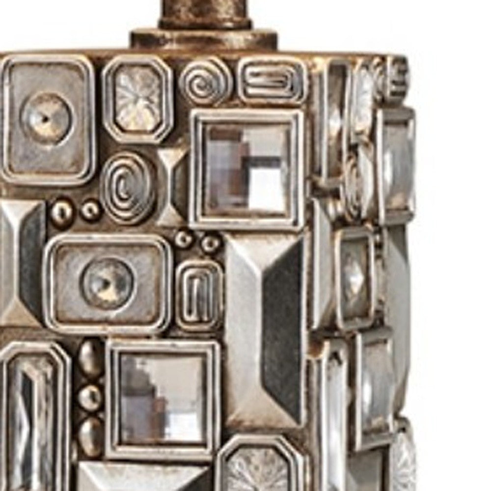 HomeRoots Table Lamp With Abstract Mirror Design in Silver Finish