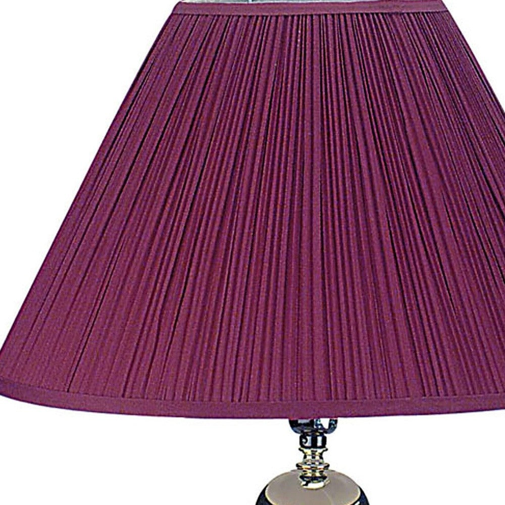 HomeRoots Table Lamp With Magenta Shade in Silver and Magenta Finish