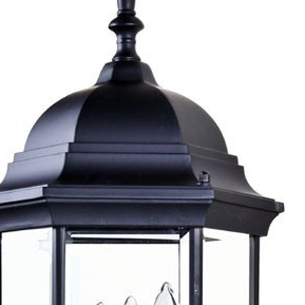 HomeRoots Three Light Domed Glass Lantern Wall Light in Matte Black Finish