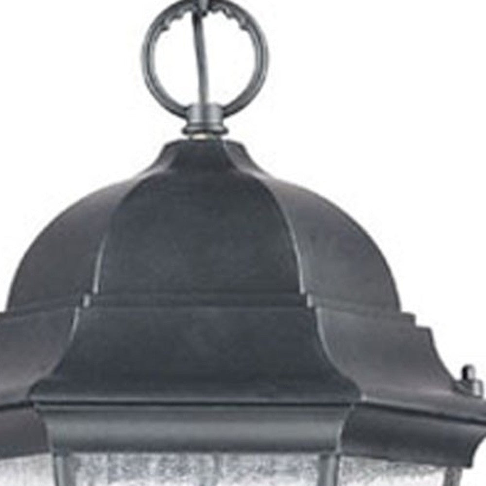HomeRoots Three Light Domed Lantern Hanging Light in Matte Black Finish