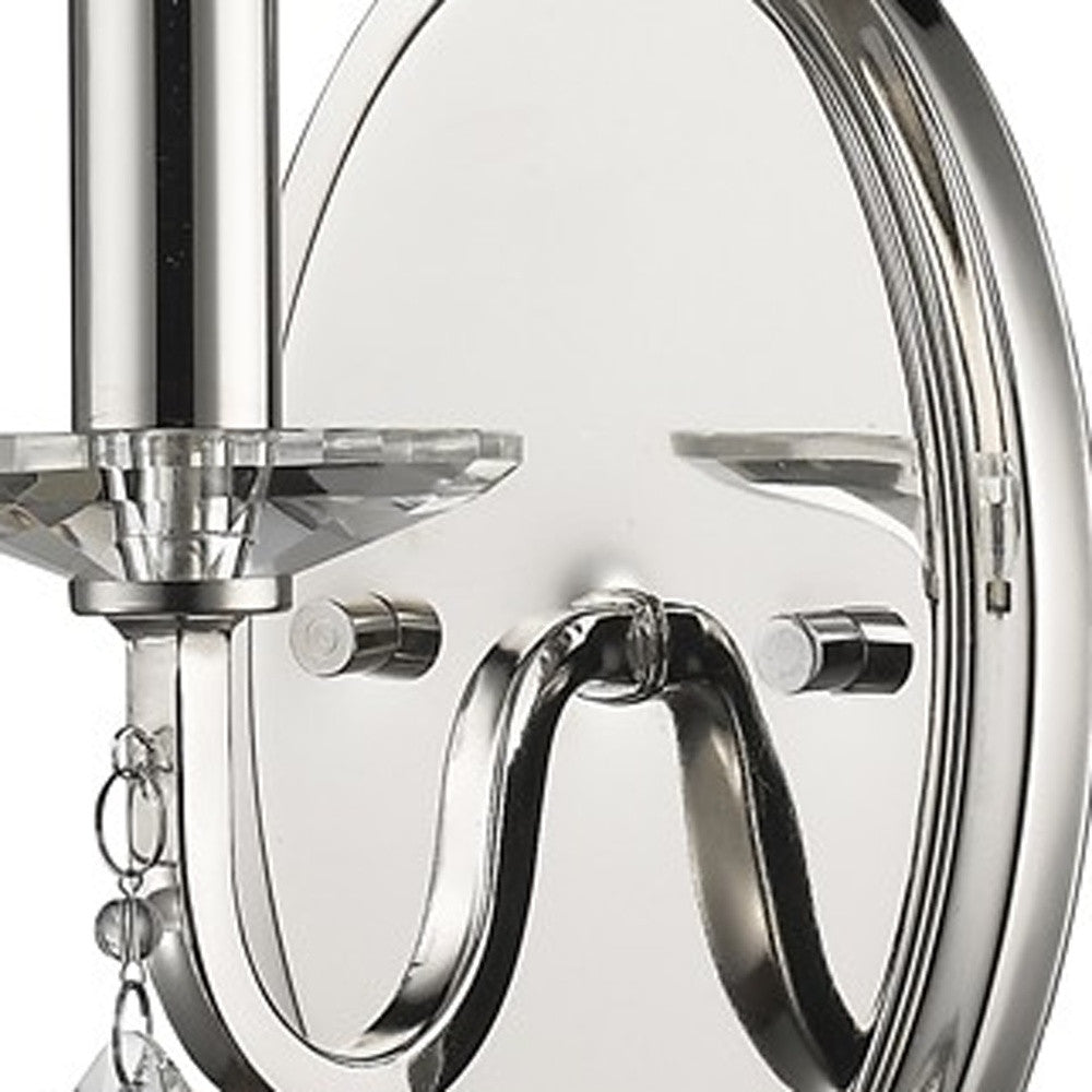 HomeRoots Three Light Wall Sconce With White Fabric Shade in Silver Finish