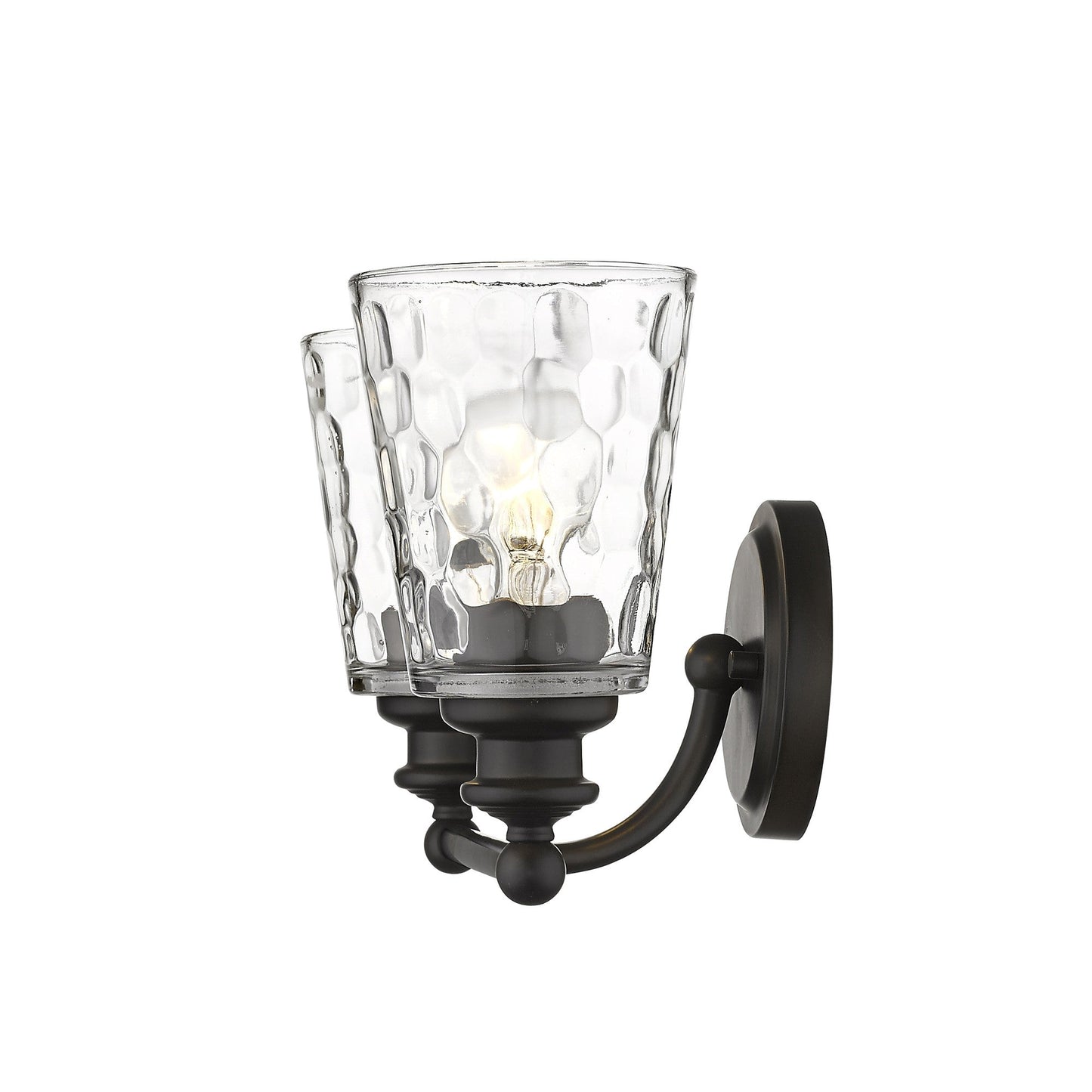 HomeRoots Two Light Wall Light With Bronze Metal and Pebbled Glass Finish