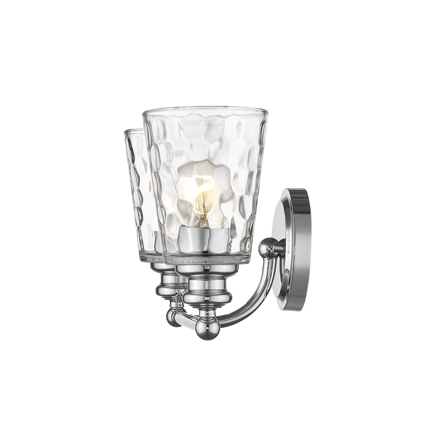 HomeRoots Two Light Wall Light With Silver Metal and Pebbled Glass Finish