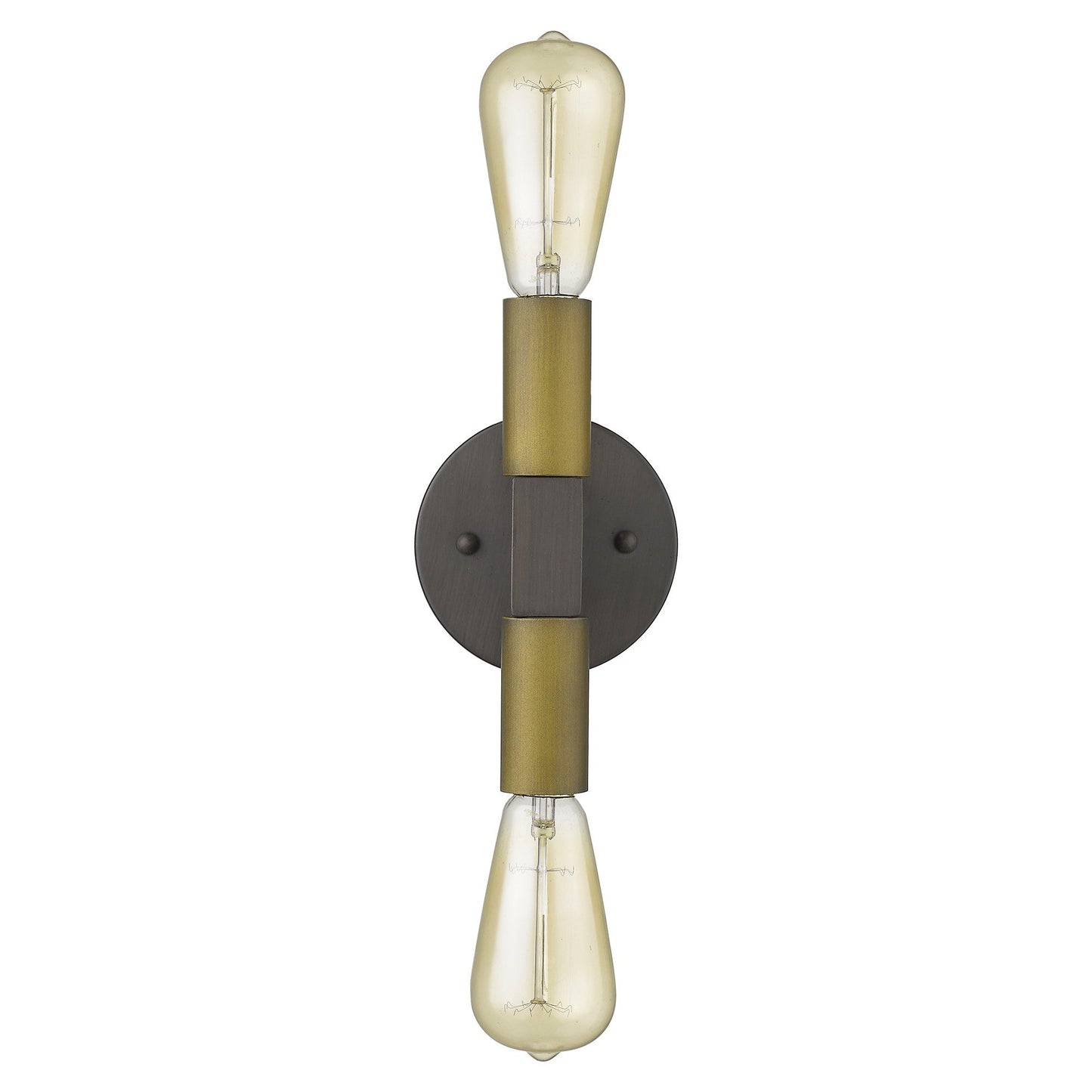 HomeRoots Two Light Wall Sconce With Brass and Wood Finish