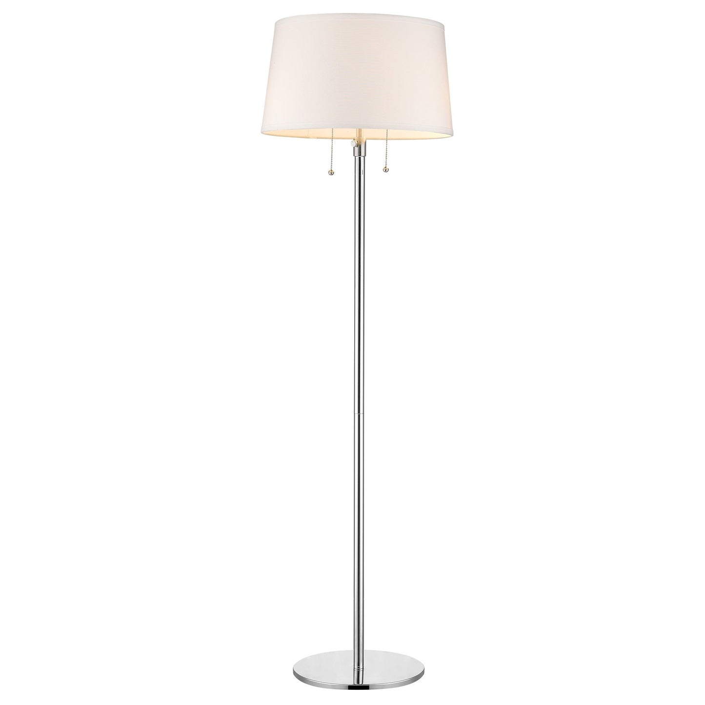 HomeRoots Urban Basic 2-Light Adjustable Floor Lamp With Off White Linen Shade and Polished Chrome Finish