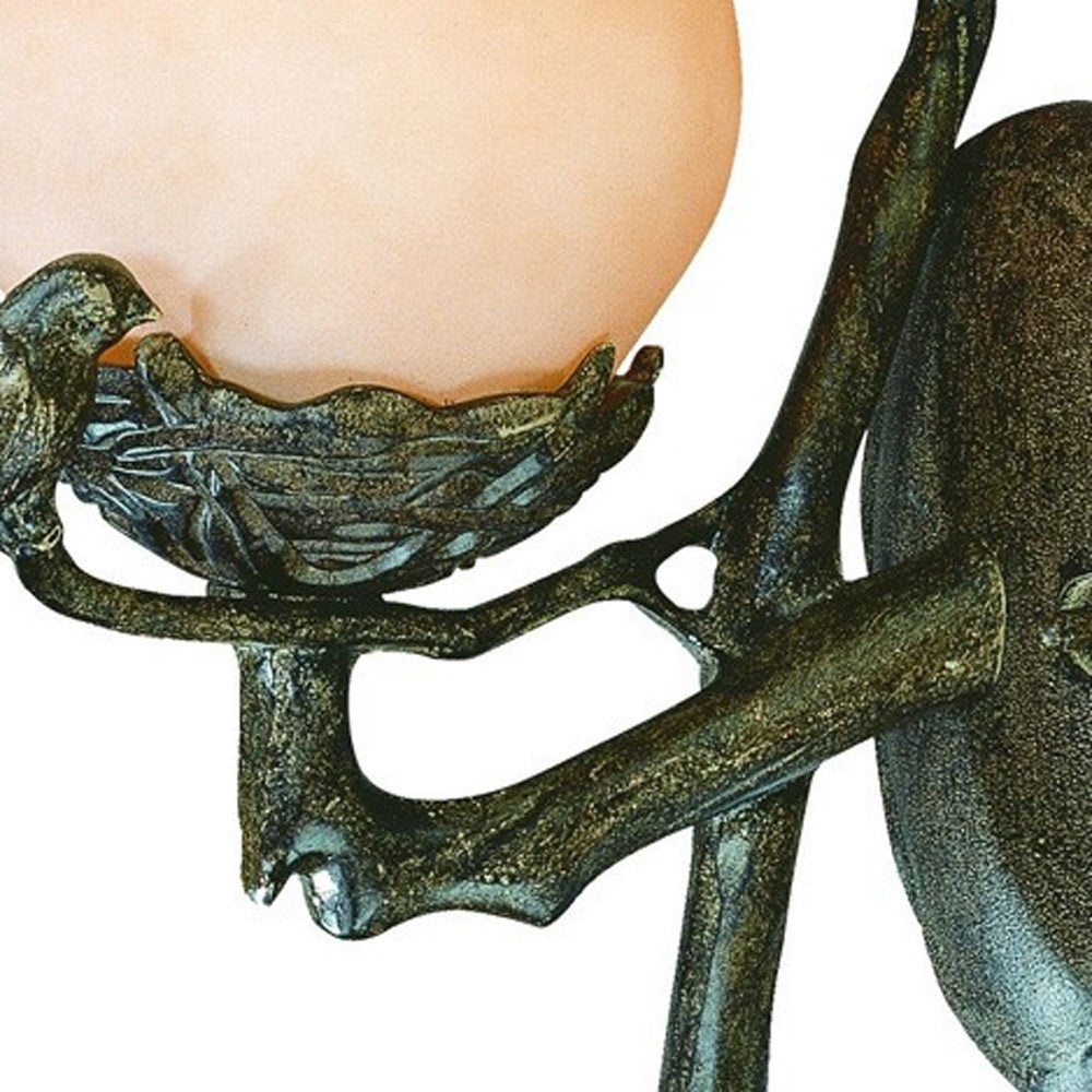 HomeRoots Vintage Black Lantern Wall Light With Gold Bird Detail