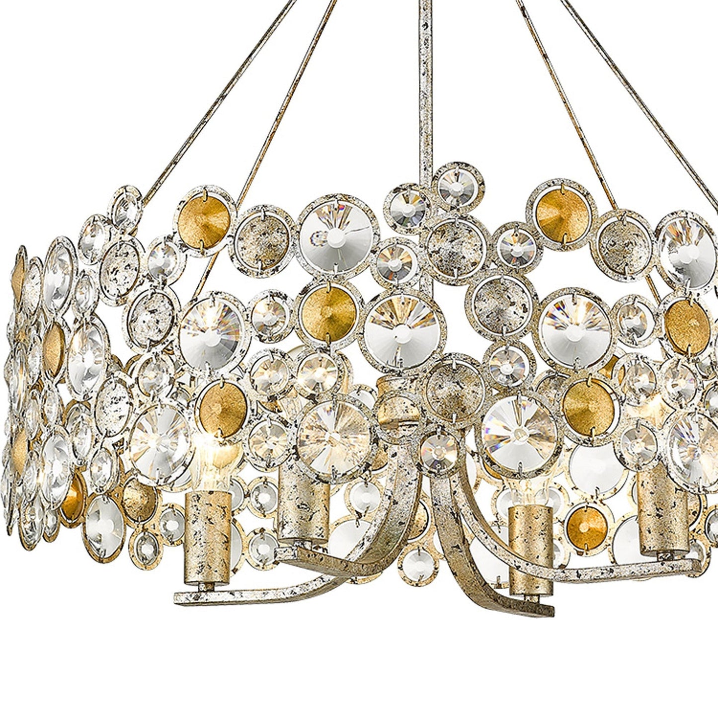HomeRoots Vitozzi 4-Light Leaf Chandelier in Antique Silver Finish
