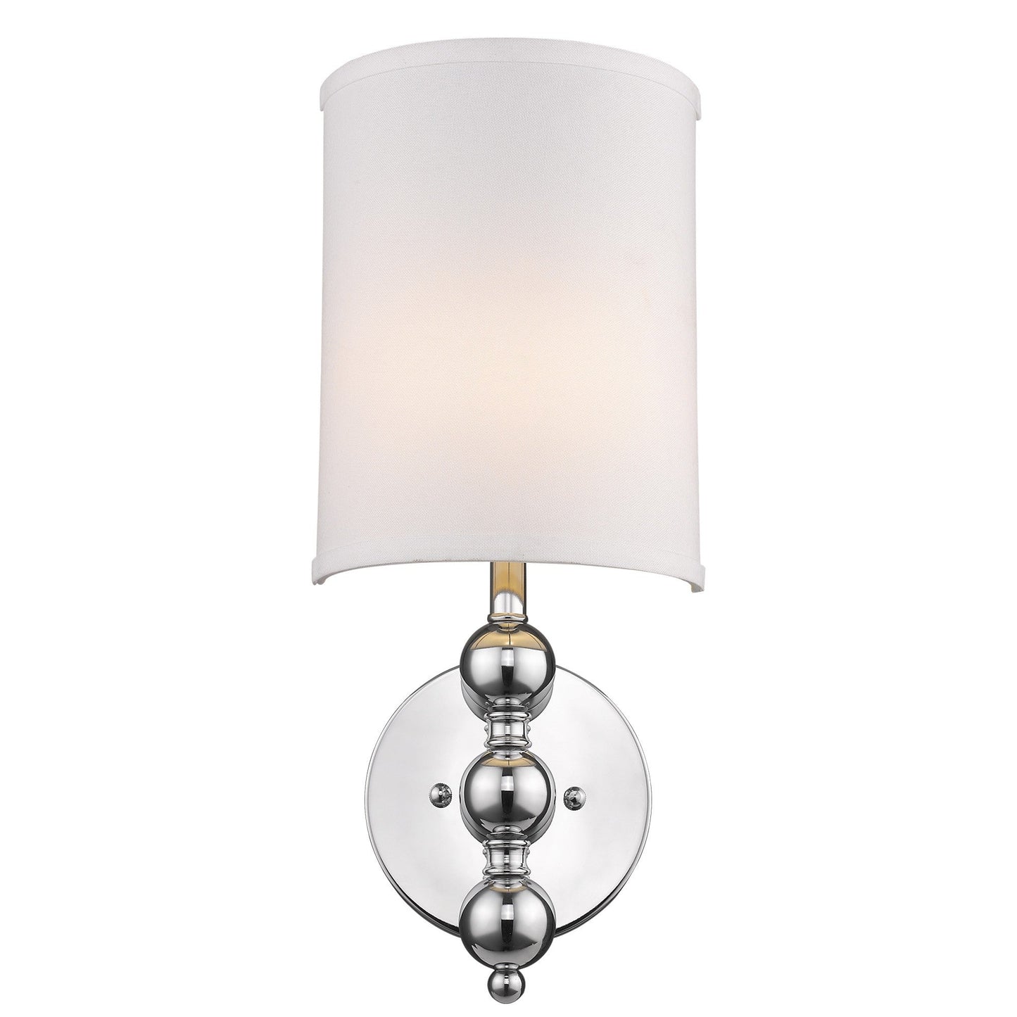 HomeRoots Wall Light with Linen Fabric Shade and Silver Chrome Finish