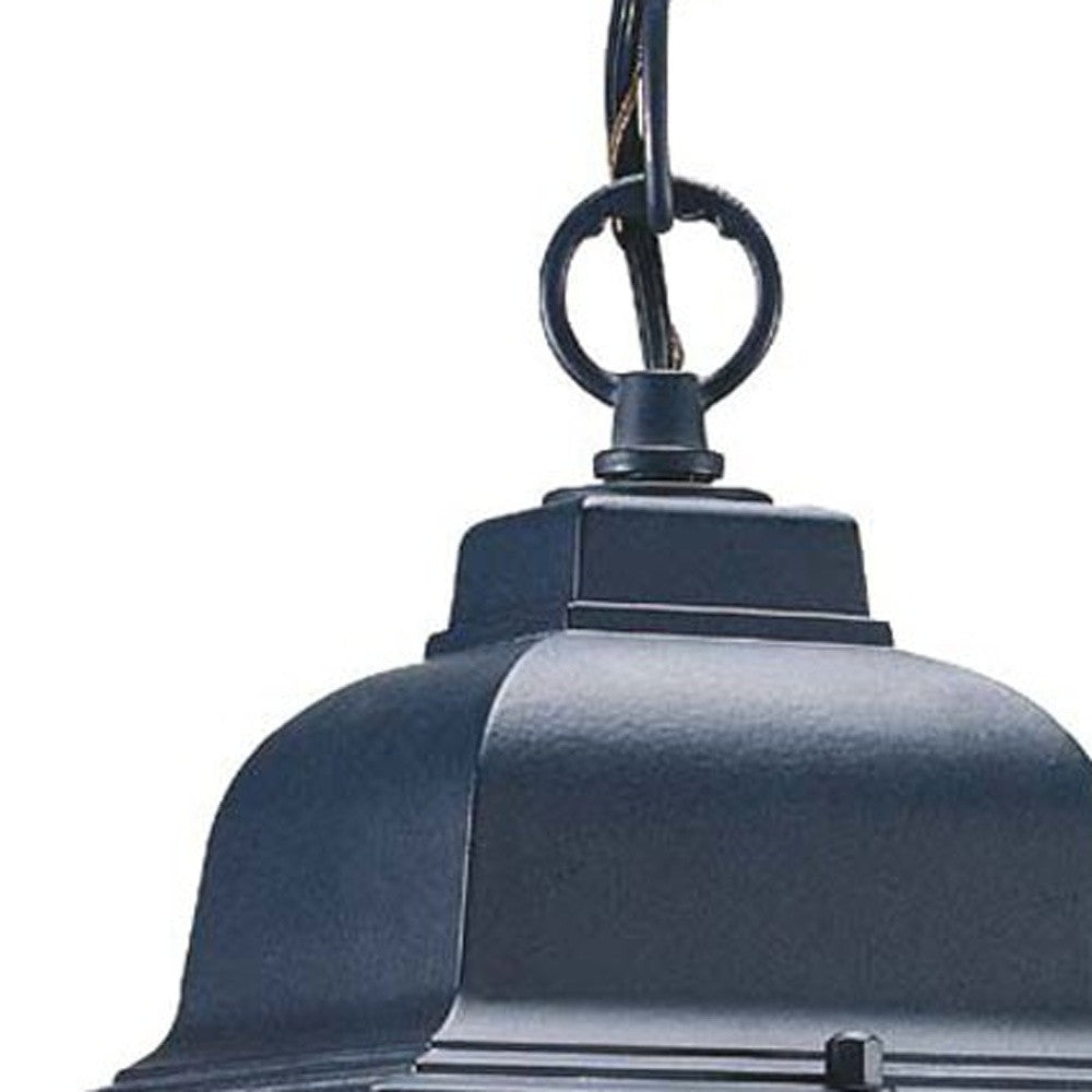 HomeRoots Window Pane Lantern Hanging Light in Matte Black Finish