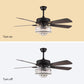 HomeRoots Wooden And Faux Crystal Chandelier Ceiling Fan in Dark Brown Finish