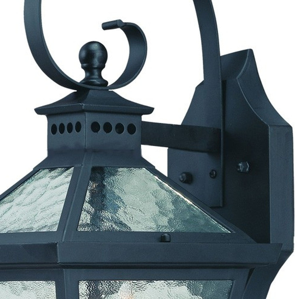 HomeRoots XL Two Light Hammered Glass Wall Light in Matte Black Finish