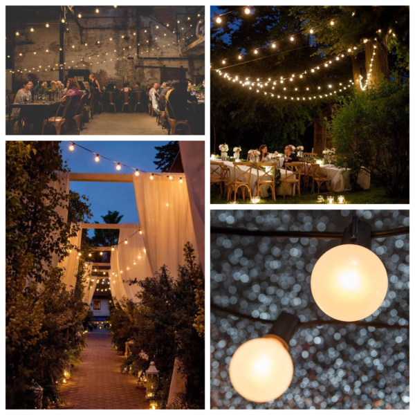 Hometown Evolution C9 Commercial 50 Foot White Satin String Light with White Wire and G50 White Satin Pearl Bulbs