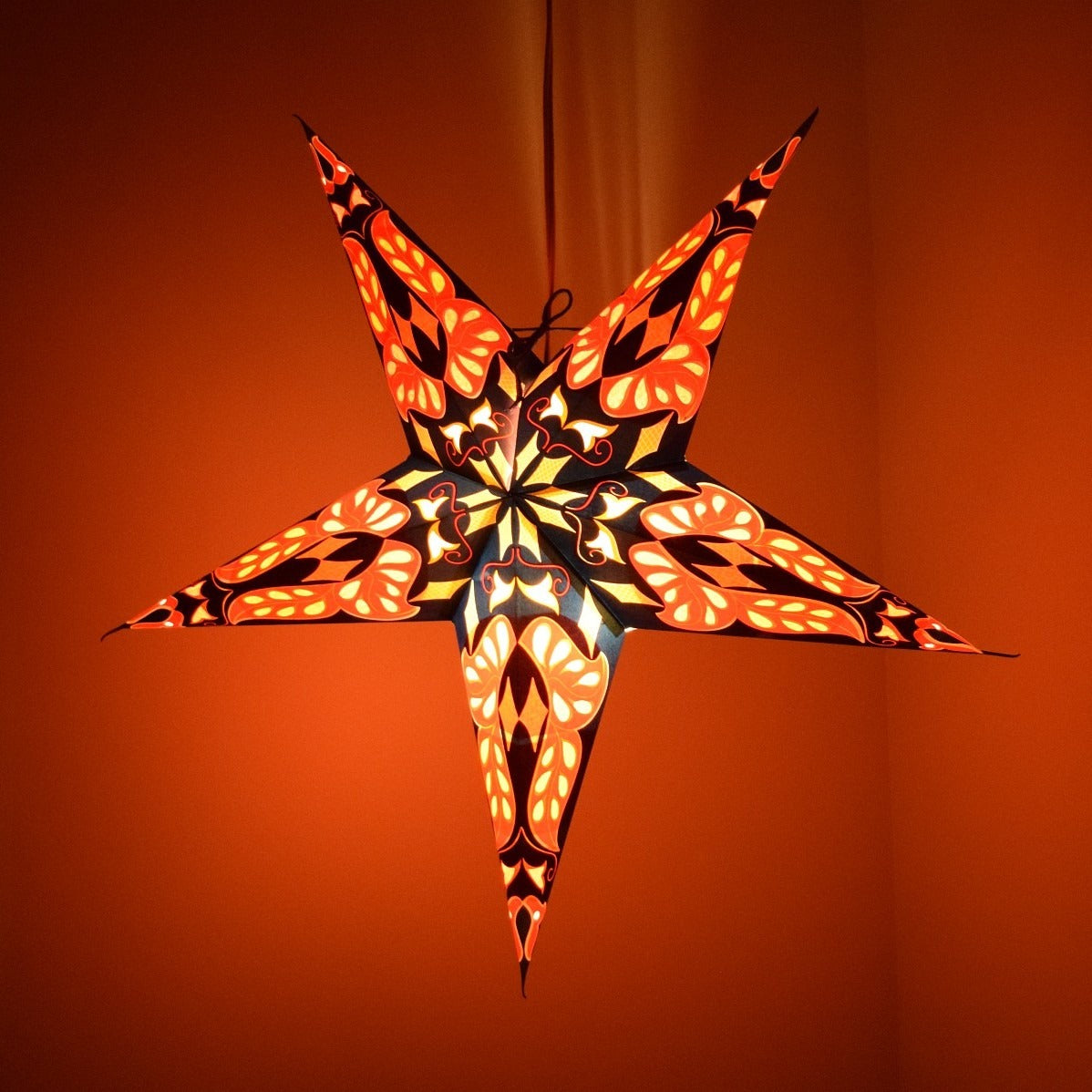 Hometown Evolution Dara Paper Star Blue Outdoor Lantern with Cord