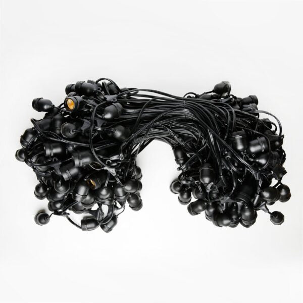 Hometown Evolution E26 Commercial Grade 330 Foot Black String Light with Suspended Sockets and 16 Gauge Wire
