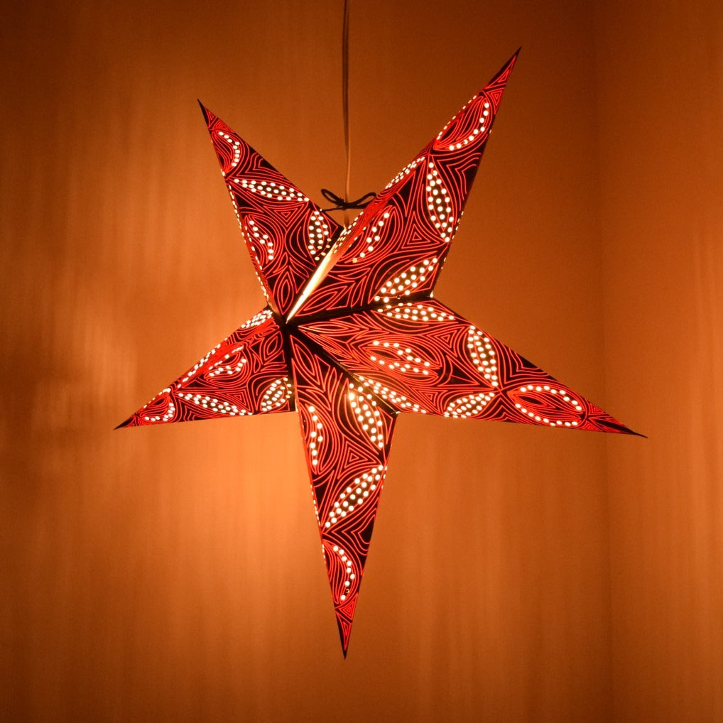 Hometown Evolution Morse Code Paper Star Outdoor Lantern with Cord