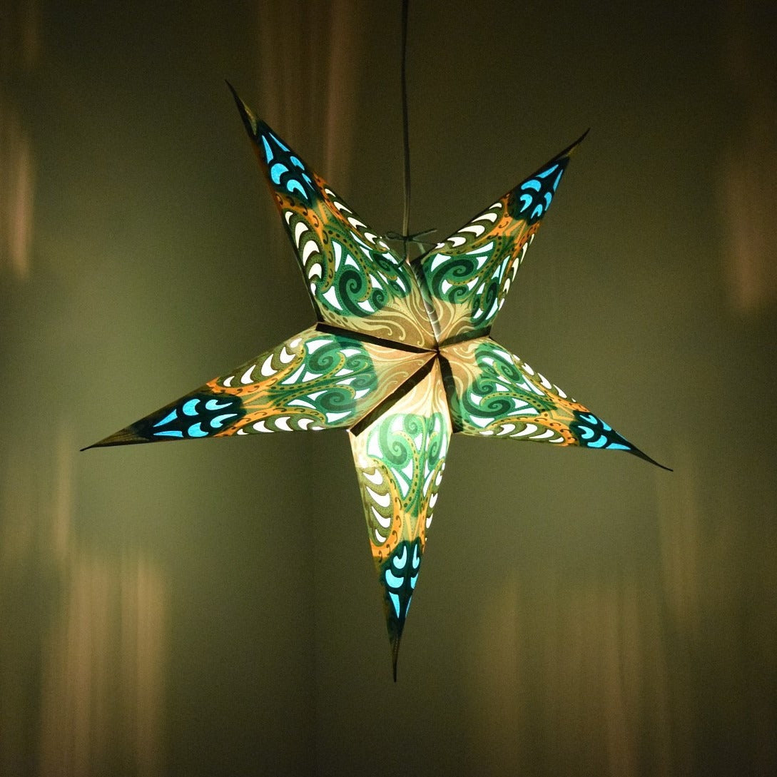 Hometown Evolution Paper Star Green Obsession Outdoor Lantern