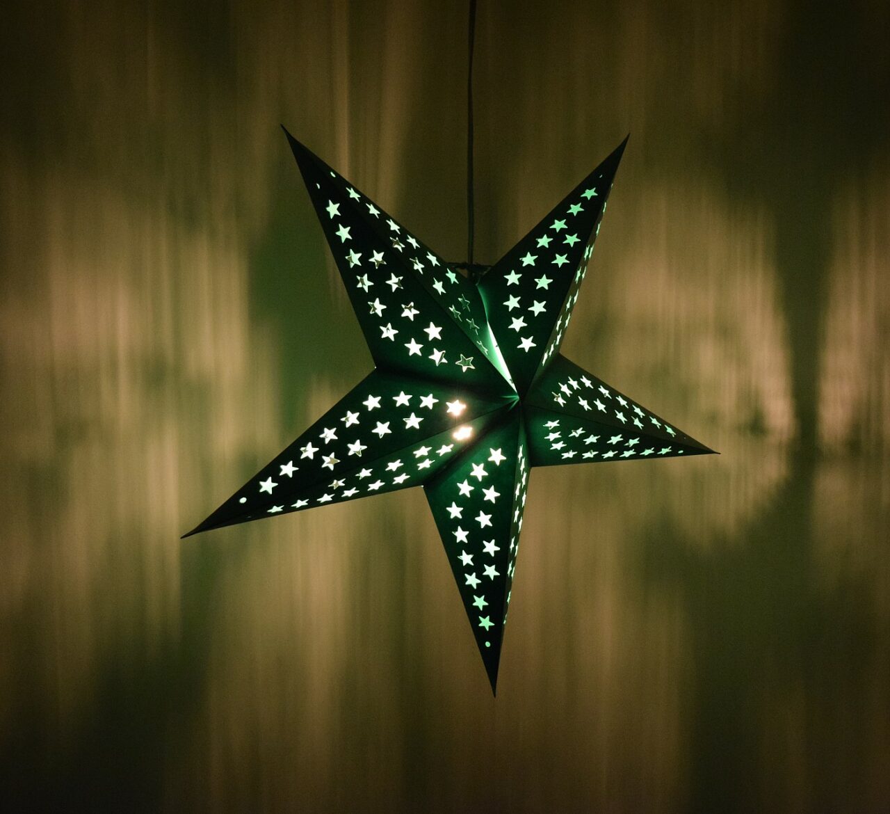 Hometown Evolution Paper Star Solid Green Outdoor Lantern with Cord