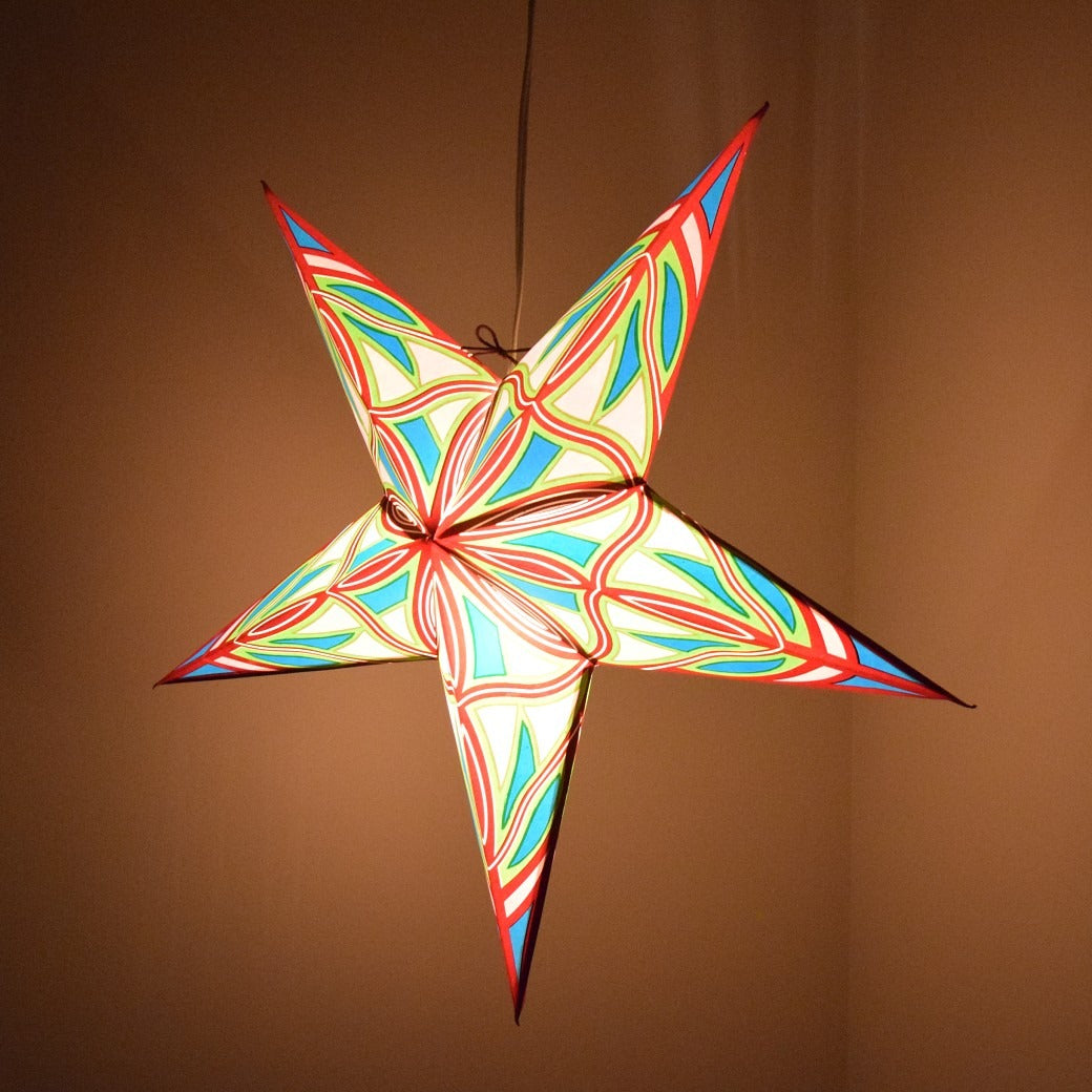 Hometown Evolution Serendipity Paper Star Outdoor Lantern with Cord