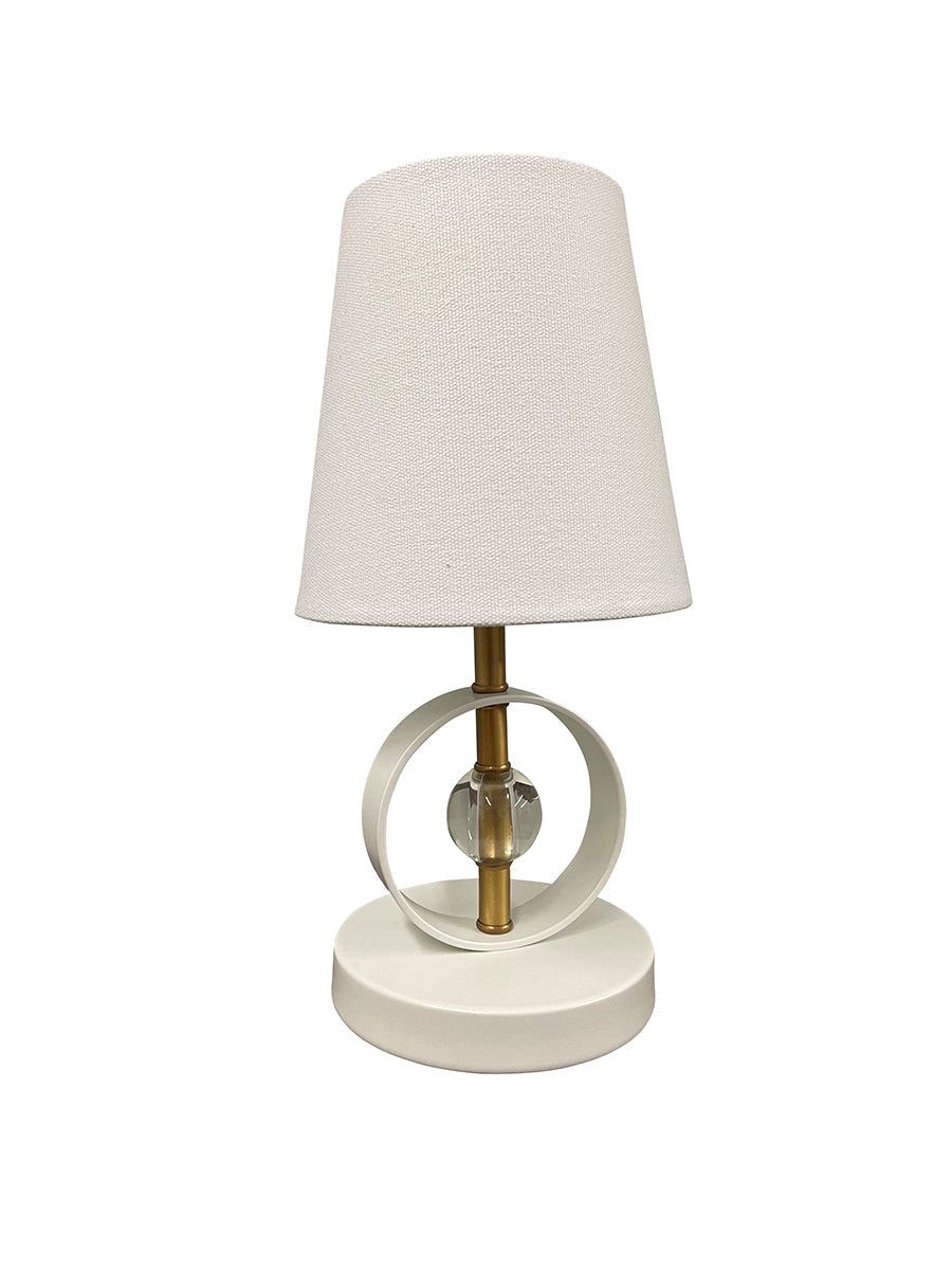 House of Troy Bryson Mini 7" Weathered Brass and White Table Lamp