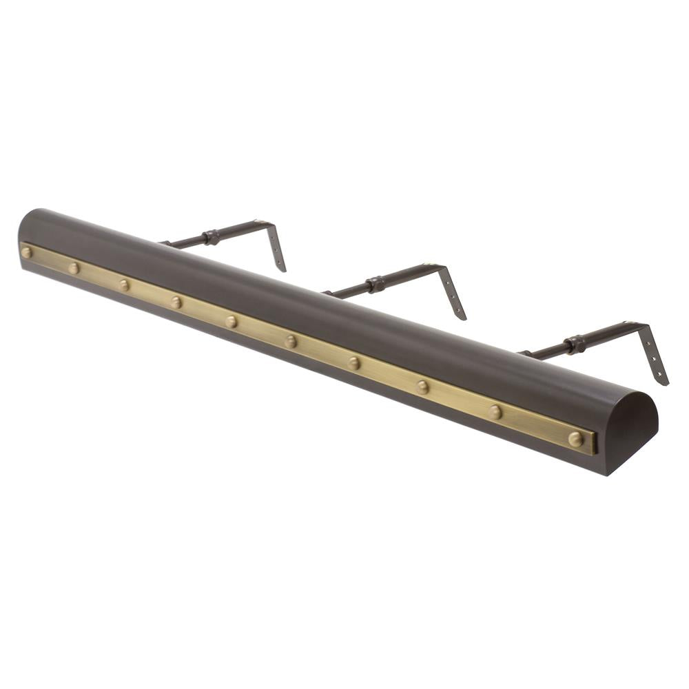House of Troy Custom Picture Lights 36" Mahogany Bronze with Antique Brass Accents Picture Light with Rivet Motif (Ball & Strap)