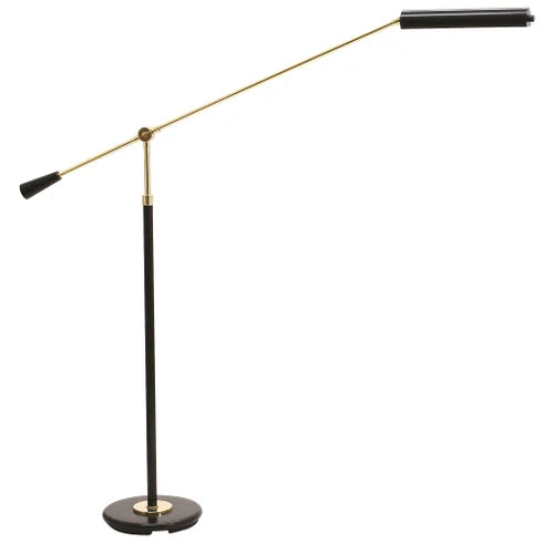House of Troy Grand Piano Counter Balance LED Black with Polished Brass Accents Floor Lamp