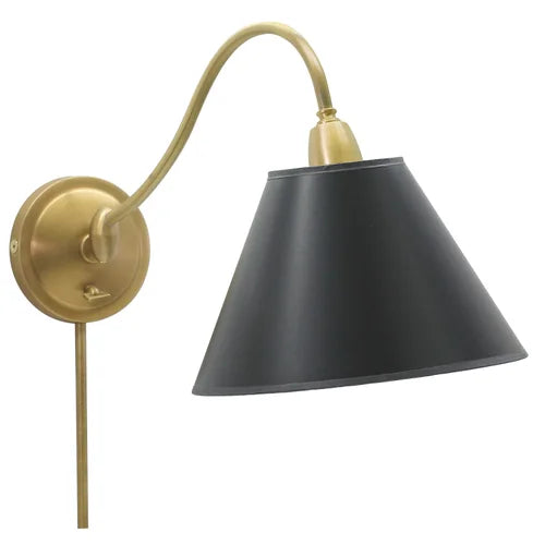 House of Troy Hyde Park Adjustable Weathered Brass w/Black Parchment Wall Swing Arm Lamp