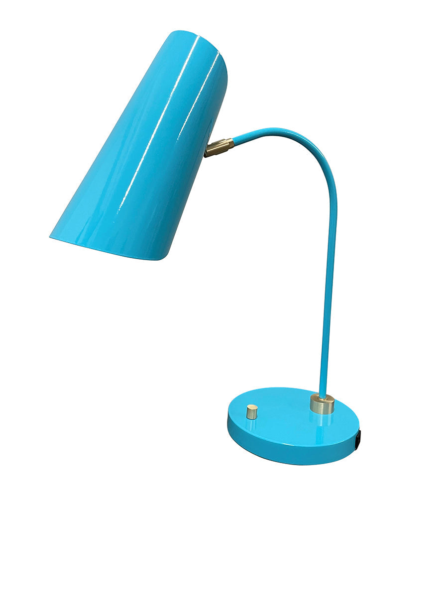 House of Troy Logan 8" Azure and Satin Brass Table Lamp