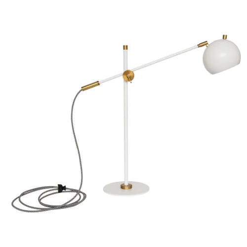 House of Troy Orwell White with Weathered Brass Accents Table Lamp