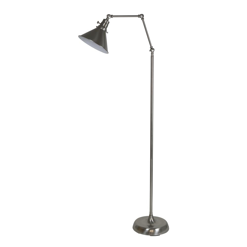 House of Troy Otis 10" Metal Shade Industrial Satin Nickel Floor Lamp