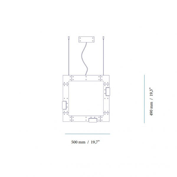 Intueri Light Cubi Series 03.500 20" x 2" x 19" Brass or Steel body , Cast glass