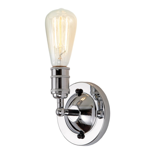 JVI Designs Bedford Polished Chrome & Black 1-Light Convertible Mounting Wall Sconce