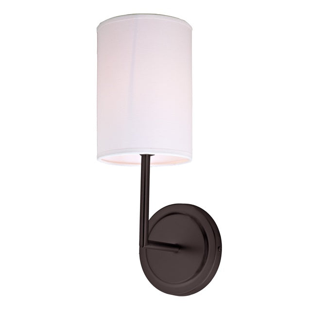 JVI Designs Elliot Oil Rubbed Bronze 1-Light Wall Sconce With Cylinder-Shaped White Fabric Shade