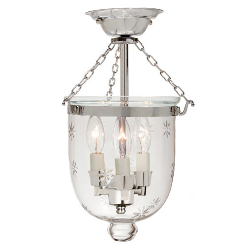 JVI Designs Hundi Polished Nickel Small Semi-Flush Mount Lantern With Star Bell Jar Glass