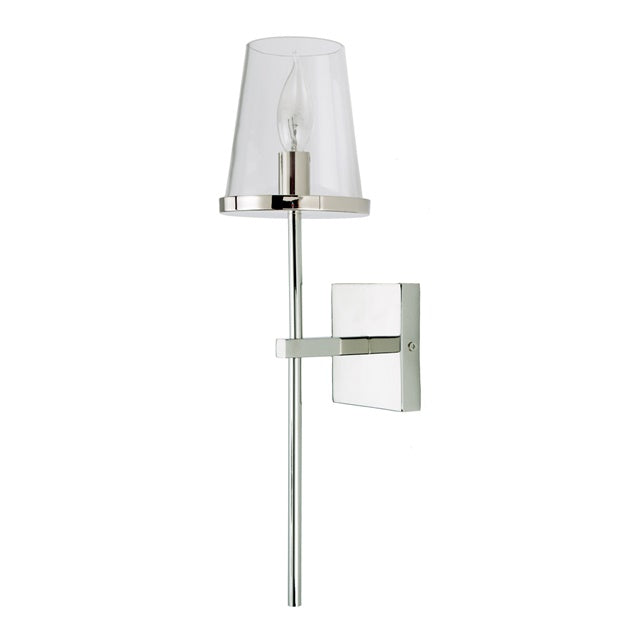 JVI Designs Kent Polished Nickel 1-Light Wall Sconce With Cone-Shaped Clear Glass Shade