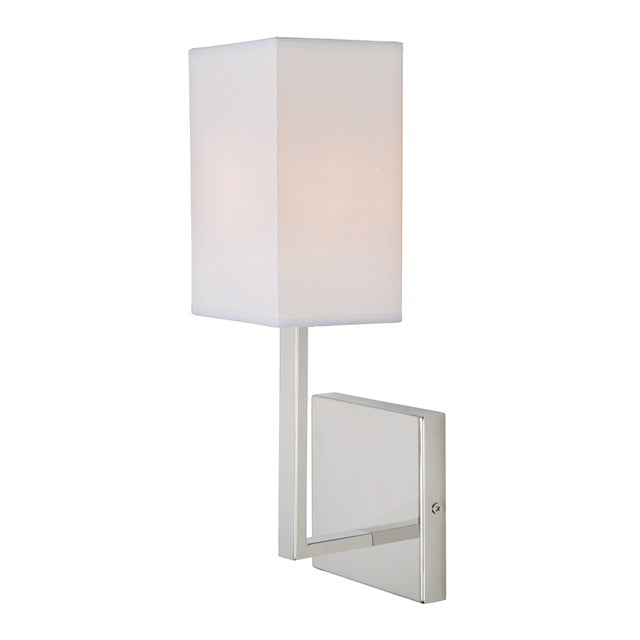 JVI Designs Lisbon Polished Nickel 1-Light Wall Sconce With Rectangular Fabric Shade