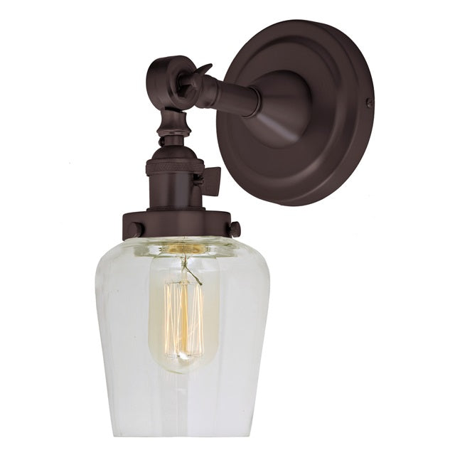 JVI Designs Soho Liberty Oil Rubbed Bronze 1-Light Swivel Wall Sconce With Bell-Shaped Clear Glass Shade