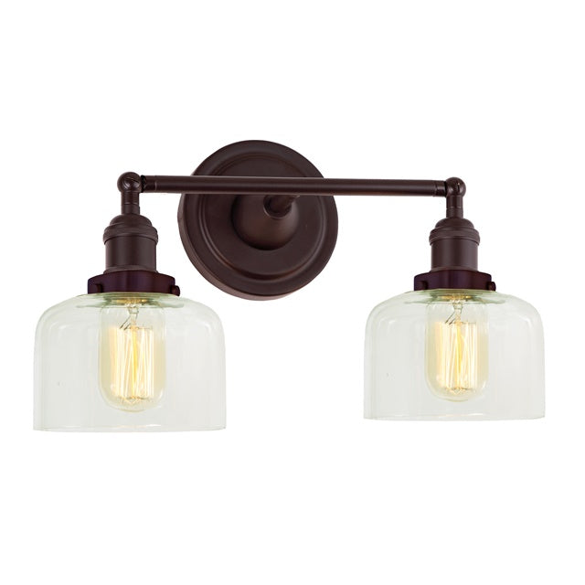 JVI Designs Soho Shyra Oil Rubbed Bronze 2-Light Wall Sconce With Bell-Shaped Clear Glass Shade